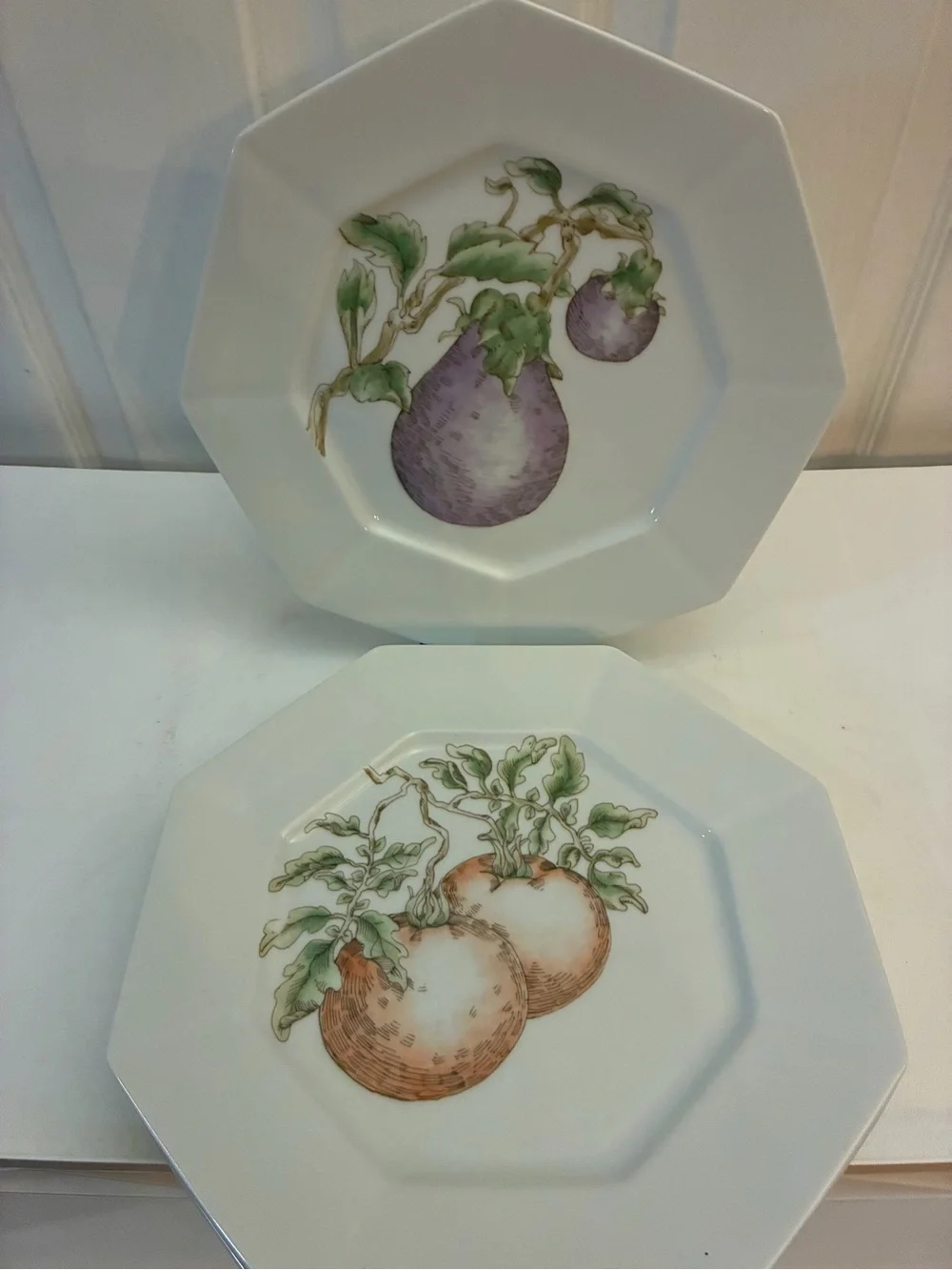 Vtg Fitz&Floyd Set Of 4 Potager Dinner Plates Tomato Artichoke Eggplant Pepper